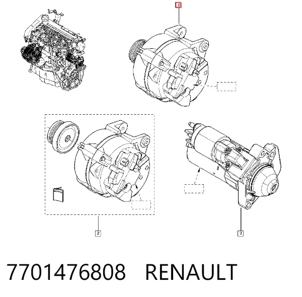 Alternator 7701476808 Renault (RVI)