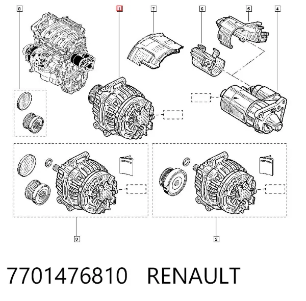 Alternator 7701476810 Renault (RVI)