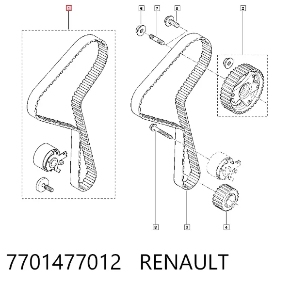 Pasek rozrządu, zestaw 7701477012 Renault (RVI)