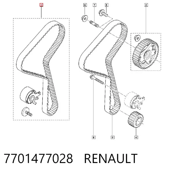 Pasek rozrządu, zestaw 7701477028 Renault (RVI)