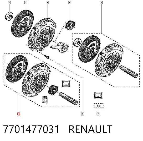 Zestaw sprzęgła (3 części) 7701477031 Renault (RVI)