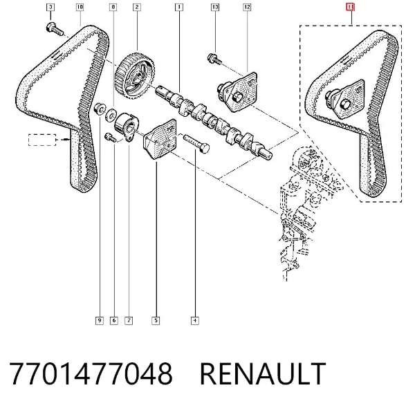 Pasek rozrządu, zestaw 7701477048 Renault (RVI)