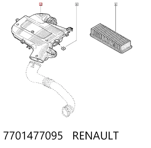 Obudowa filtra powietrza 7701477095 Renault (RVI)