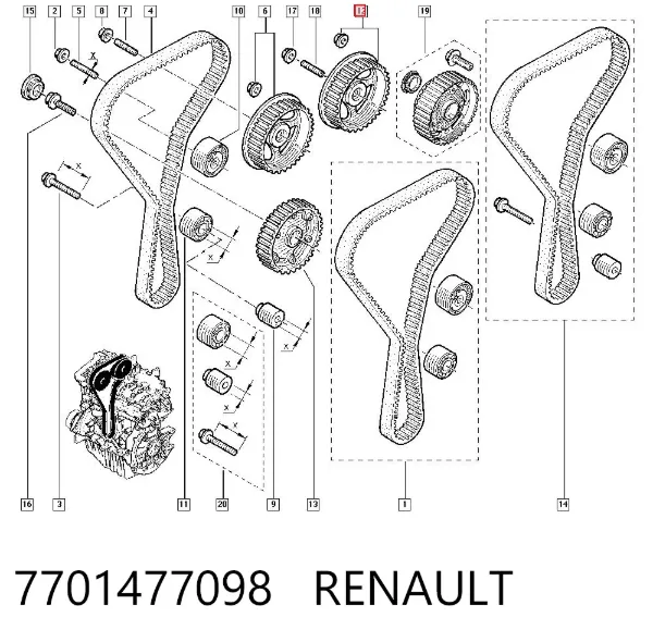 Koło zębate walcowe wałka rozrządu wydechowego 7701477098 Renault (RVI)