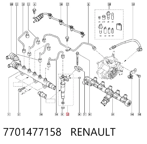 Wtryskiwacz paliwa 7701477158 Renault (RVI)