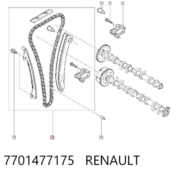 Łańcuch rozrządu, zestaw 7701477175 Renault (RVI)