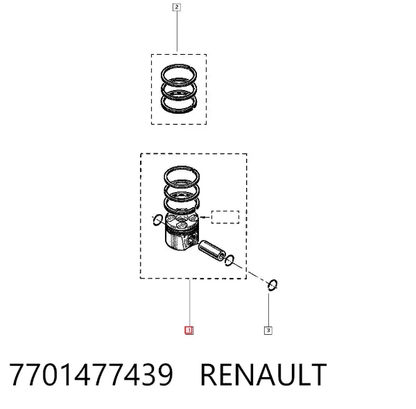 Tłok, komplet do jednego cylindru, STD 7701477439 Renault (RVI)
