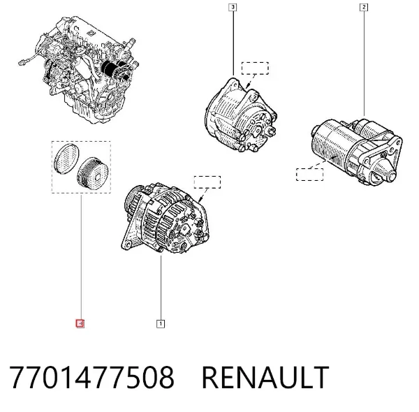 Koło pasowe alternatora 7701477508 Renault (RVI)