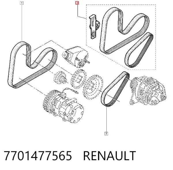 Pasek napędowy mechanizmów, zestaw 7701477565 Renault (RVI)