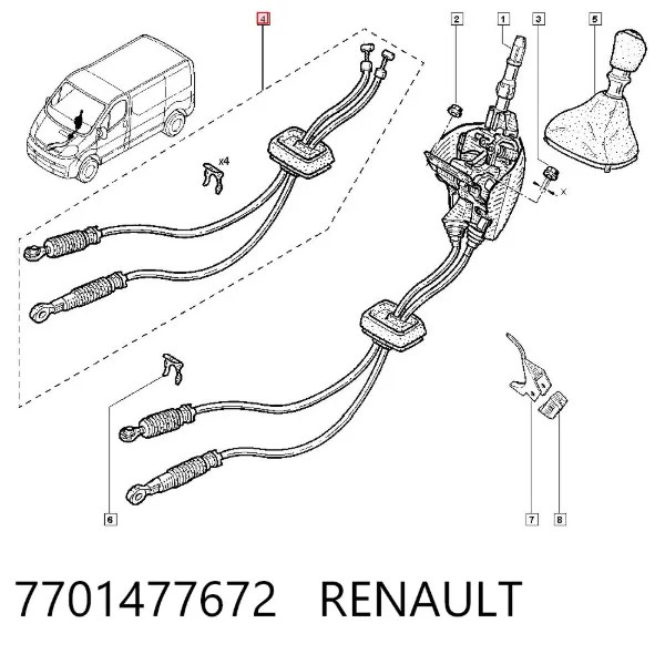 Linka dźwigni zmiany biegów podwójna 7701477672 Renault (RVI)