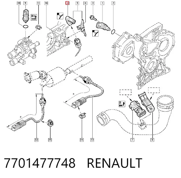 Czujnik położenia wału korbowego 7701477748 Renault (RVI)