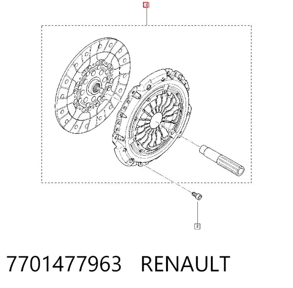 Zestaw sprzęgła (3 części) 7701477963 Renault (RVI)