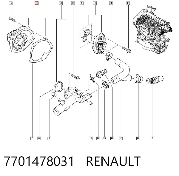 Pompa chłodząca wodna 7701478031 Renault (RVI)