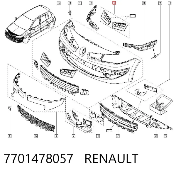 Atrapa chłodnicy 7701478057 Renault (RVI)