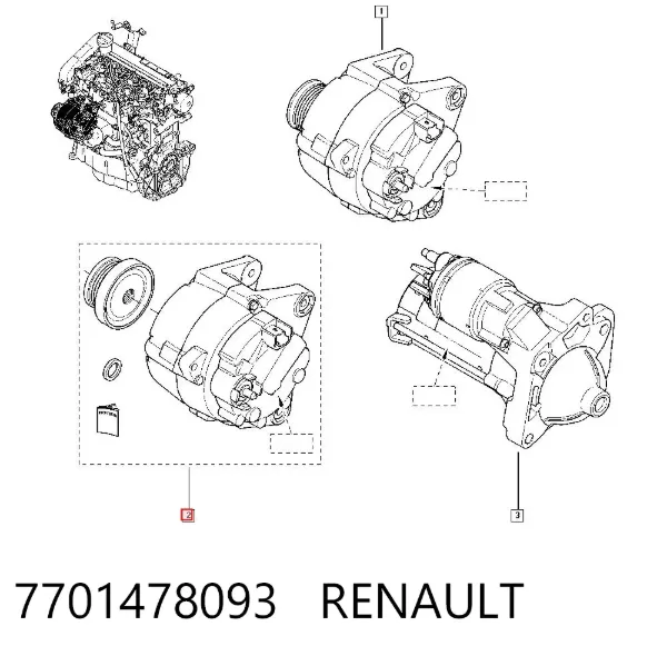 Alternator 7701478093 Renault (RVI)