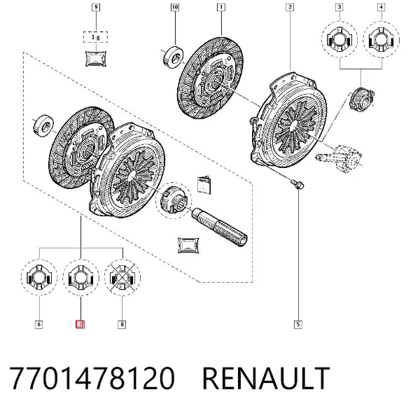 Zestaw sprzęgła (3 części) 7701478120 Renault (RVI)