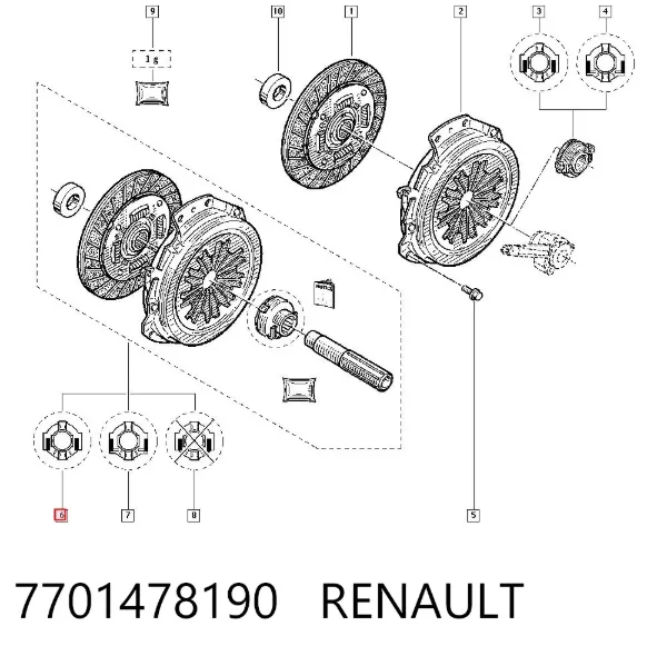 Zestaw sprzęgła (3 części) 7701478190 Renault (RVI)