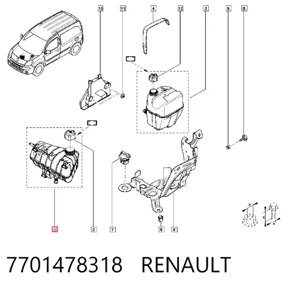 Zbiorniczek wyrównawczy układu chłodzenia 7701478318 Renault (RVI)