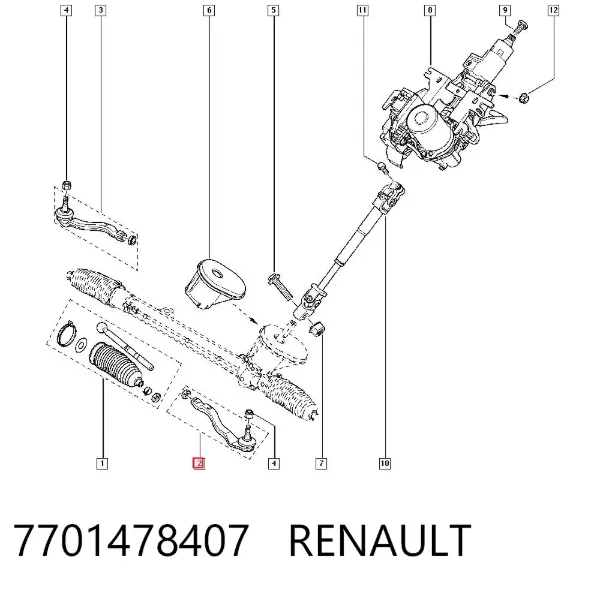 Końcówka drążka kierowniczego zewnętrzna 7701478407 Renault (RVI)