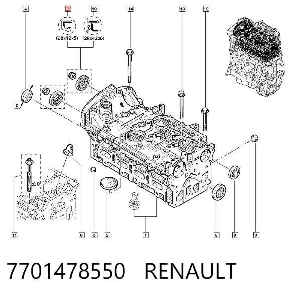 Uszczelniacz wałka rozrządu silnika 7701478550 Renault (RVI)