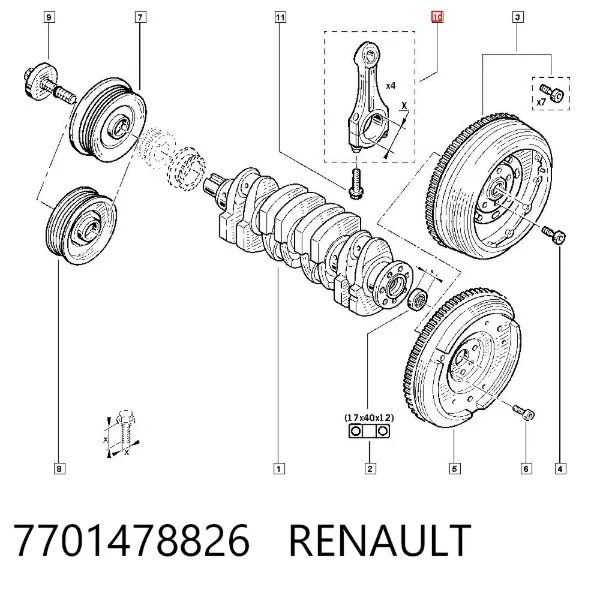 Korbowód tłoka silnika 7701478826 Renault (RVI)