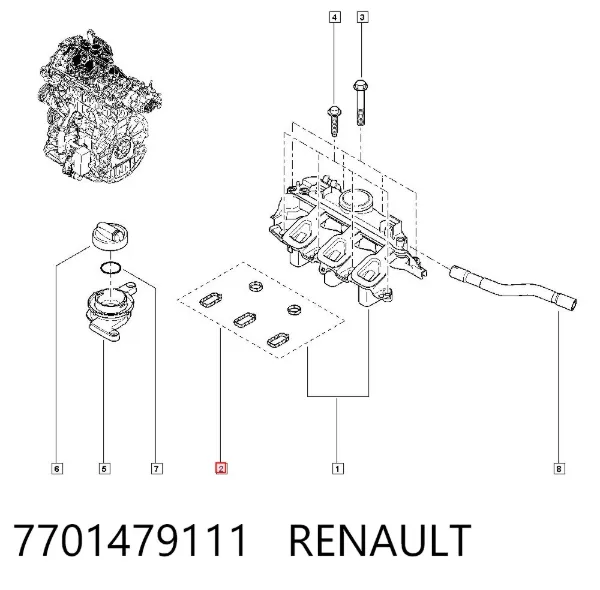 Uszczelka pokrywy zaworowej silnika, zestaw 7701479111 Renault (RVI)