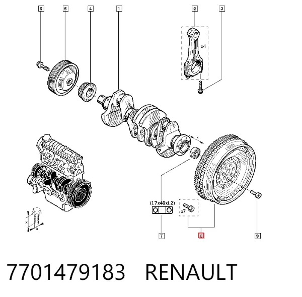 Koło zamachowe silnika 7701479183 Renault (RVI)