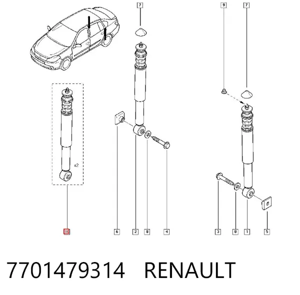 Amortyzator tylny 7701479314 Renault (RVI)