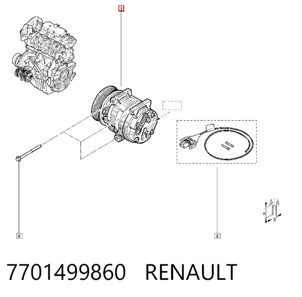 Sprężarka klimatyzacji 7701499860 Renault (RVI)
