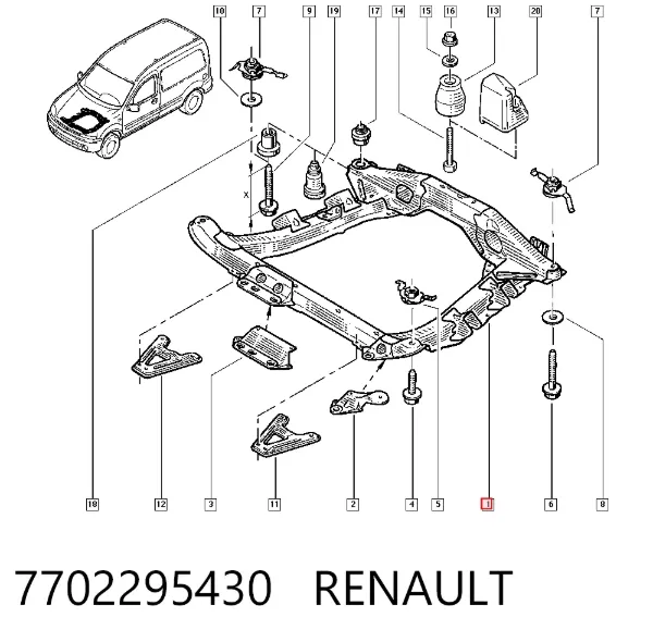 Korpus osi przedniej 7702295430 Renault (RVI)