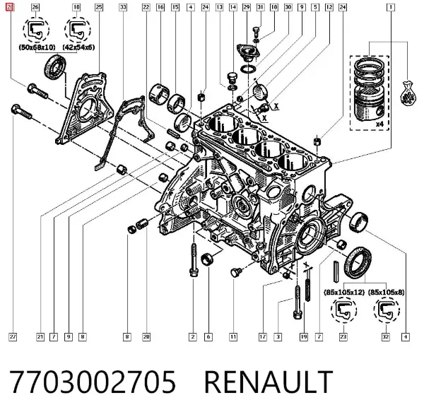 Śruba miski silnika 7703002705 Renault (RVI)