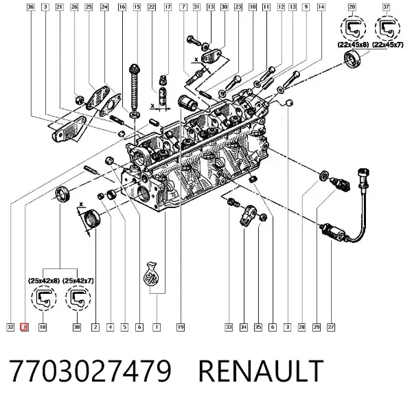 Szpilka kolektora wydechowego 7703027479 Renault (RVI)