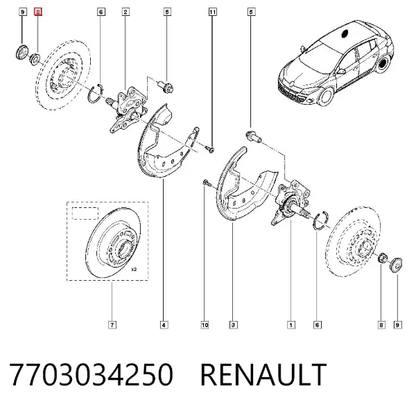 Nakrętka piasty przedniej 7703034250 Renault (RVI)