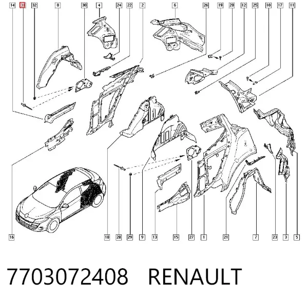 Szyba przednia 7703072408 Renault (RVI)