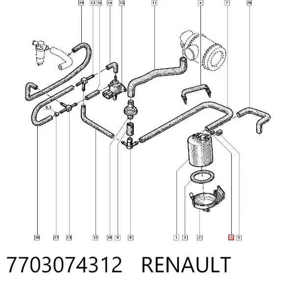 Nakrętka nasadki wtryskiwacza paliwa 7703074312 Renault (RVI)