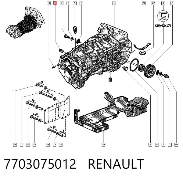 Korek miski olejowej silnika 7703075012 Renault (RVI)