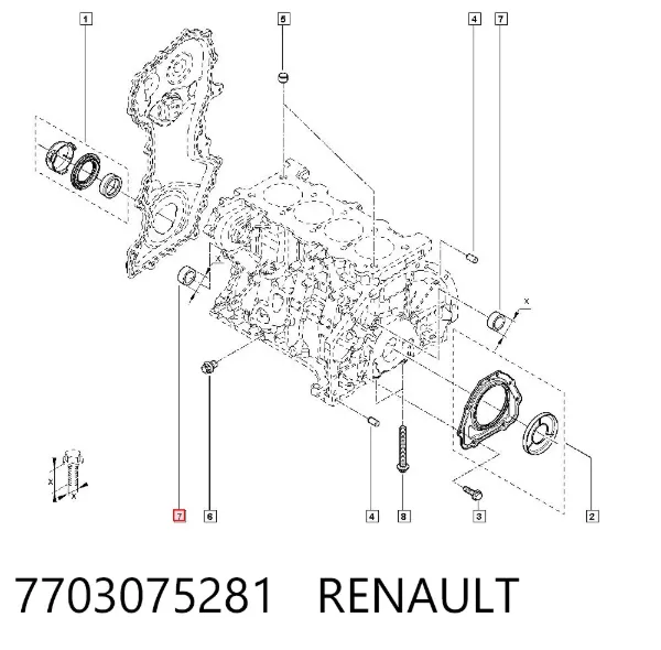 Zaślepka głowicy cylindrów/bloku cylindrów 7703075281 Renault (RVI)