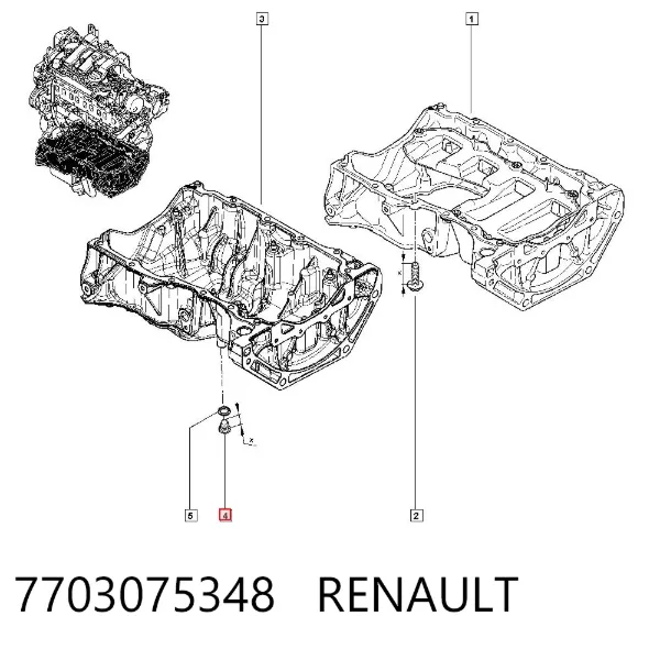 Korek miski olejowej silnika 7703075348 Renault (RVI)