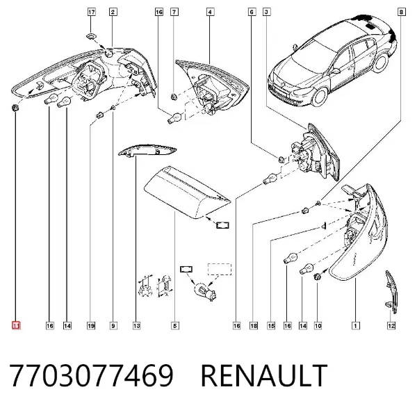 Spinka mocowania okładzin drzwi 7703077469 Renault (RVI)