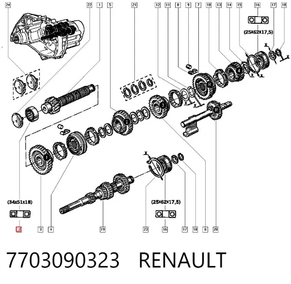 Łożysko skrzyni biegów 7703090323 Renault (RVI)