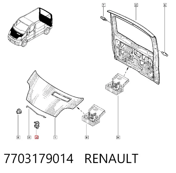 Spinka podpory maski 7703179014 Renault (RVI)