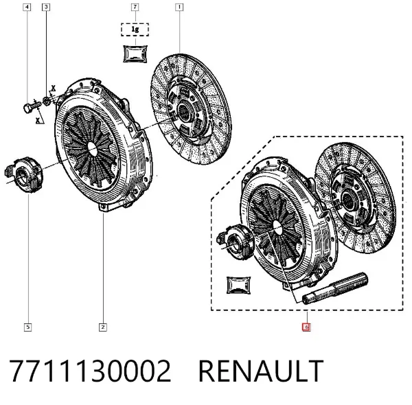 Zestaw sprzęgła (3 części) 7711130002 Renault (RVI)