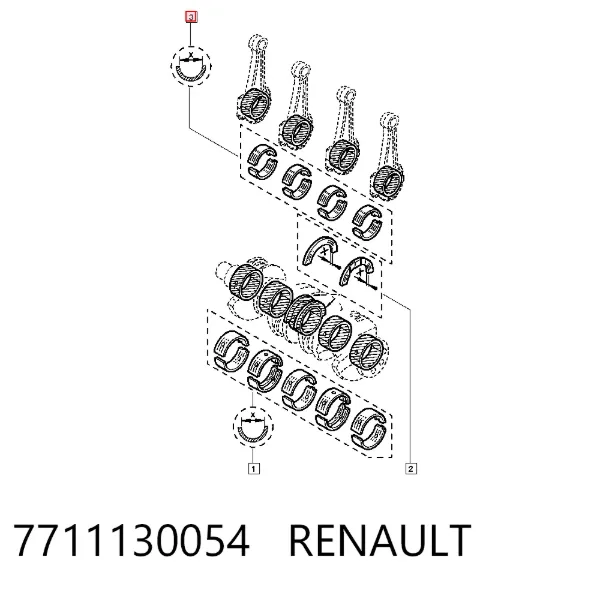 Panewki korbowodowe wału korbowego, zestaw, standardowe (STD) 7711130054 Renault (RVI)