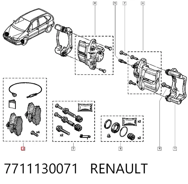 Klocki hamulcowe przednie tarczowe 7711130071 Renault (RVI)