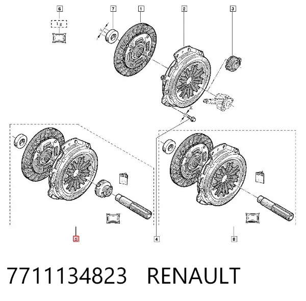 Zestaw sprzęgła (3 części) 7711134823 Renault (RVI)