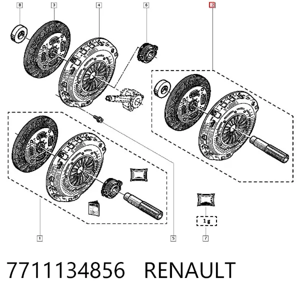 Zestaw sprzęgła (3 części) 7711134856 Renault (RVI)