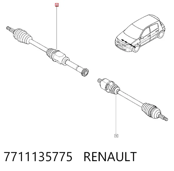 Półoś napędowa przednia prawa 7711135775 Renault (RVI)