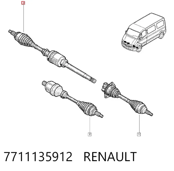 Półoś napędowa przednia prawa 7711135912 Renault (RVI)