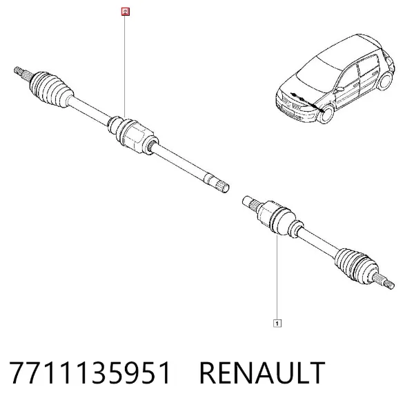 Półoś napędowa przednia prawa 7711135951 Renault (RVI)