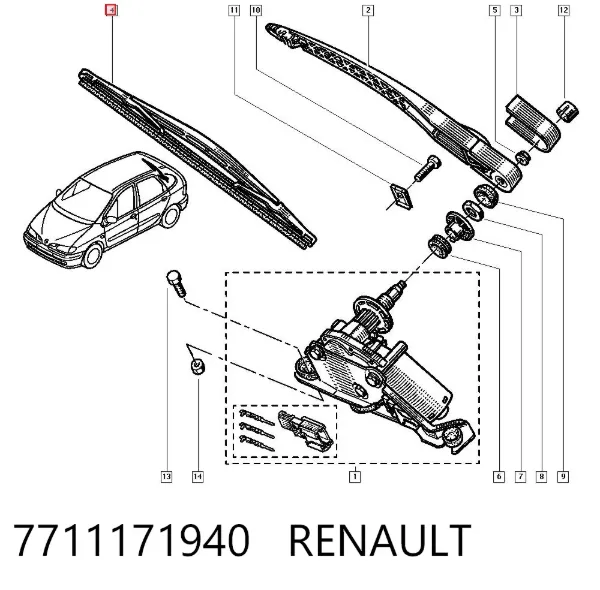Pióro wycieraczki szyby tylnej 7711171940 Renault (RVI)